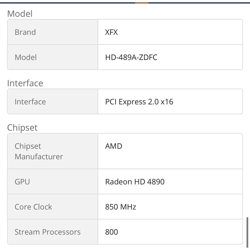 XFX Radeon HD 4890 1GB GDDR5 PCI Express 2.0 x16 CrossFireX Graphics Card